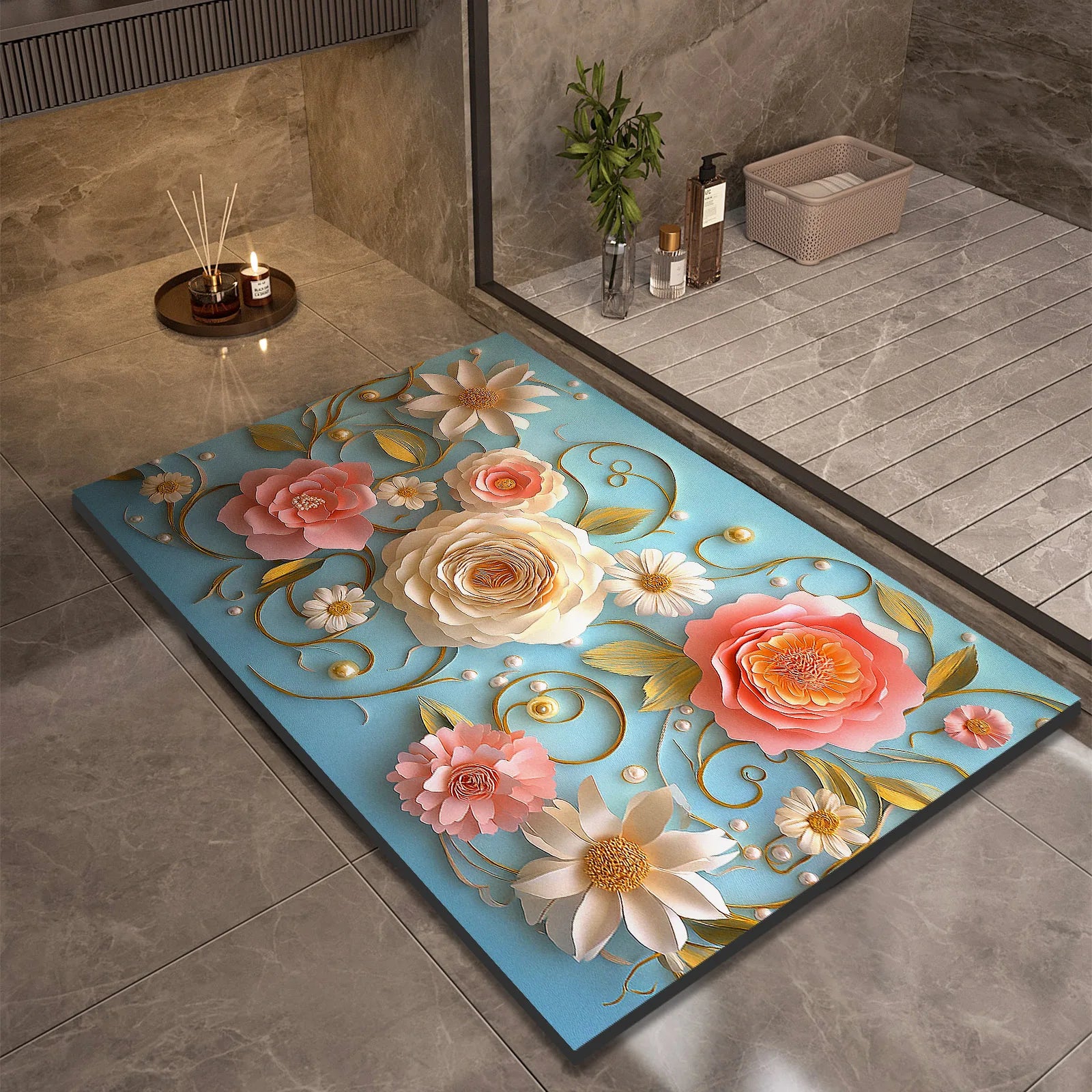 Luxury Bathroom Bath Mat Absorbent Non-slip Shower Foot Mats Quick Dry Toilet Rugs Carpet Doormat Washable