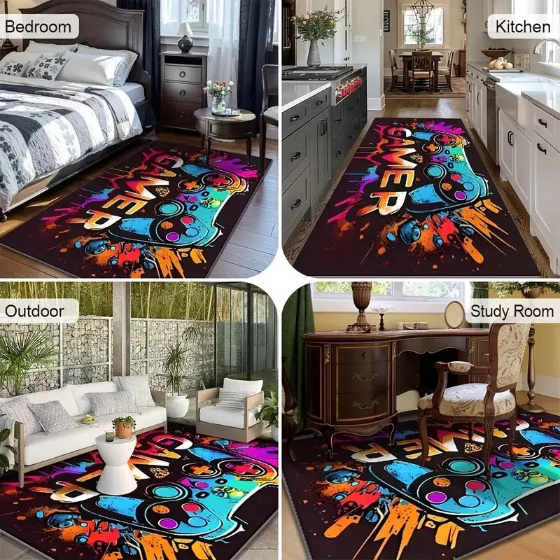Gaming Rug for Boys Room Gamer Rug Carpet for Game Room Bedroom Decor Non-slip Machine Washab Mat Home Decoration Mats