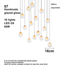 Modern LED home interior lighting ceiling chandelier, coloured glass lustre, dimmable, suitable for living room and staircase