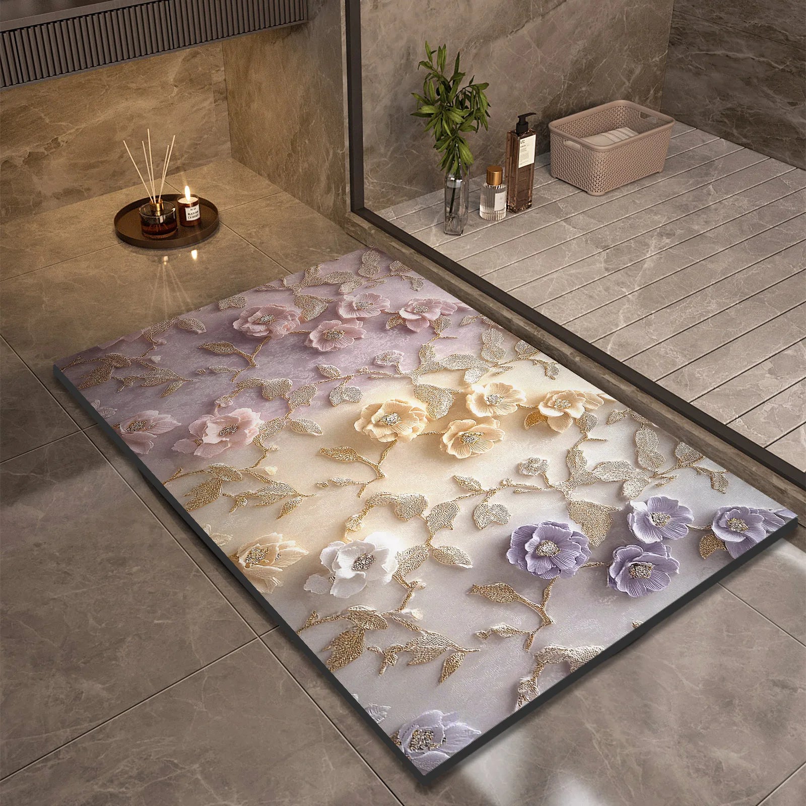 Luxury Bathroom Bath Mat Absorbent Non-slip Shower Foot Mats Quick Dry Toilet Rugs Carpet Doormat Washable