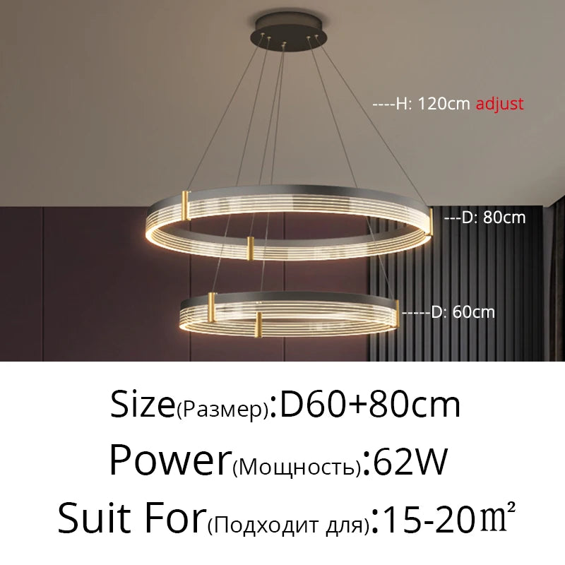 Modern New Acrylic Shade Circle Chandelier Lustre Pendant Lights Indoor Lighting Decor For restaurant Bedroom Living Room Lamps