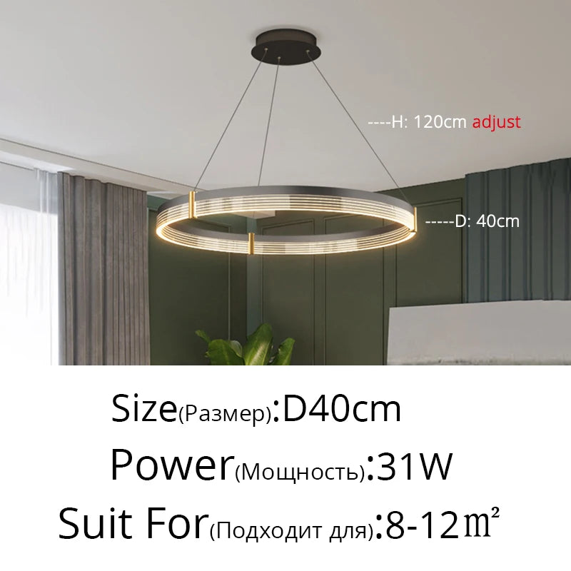 Modern New Acrylic Shade Circle Chandelier Lustre Pendant Lights Indoor Lighting Decor For restaurant Bedroom Living Room Lamps