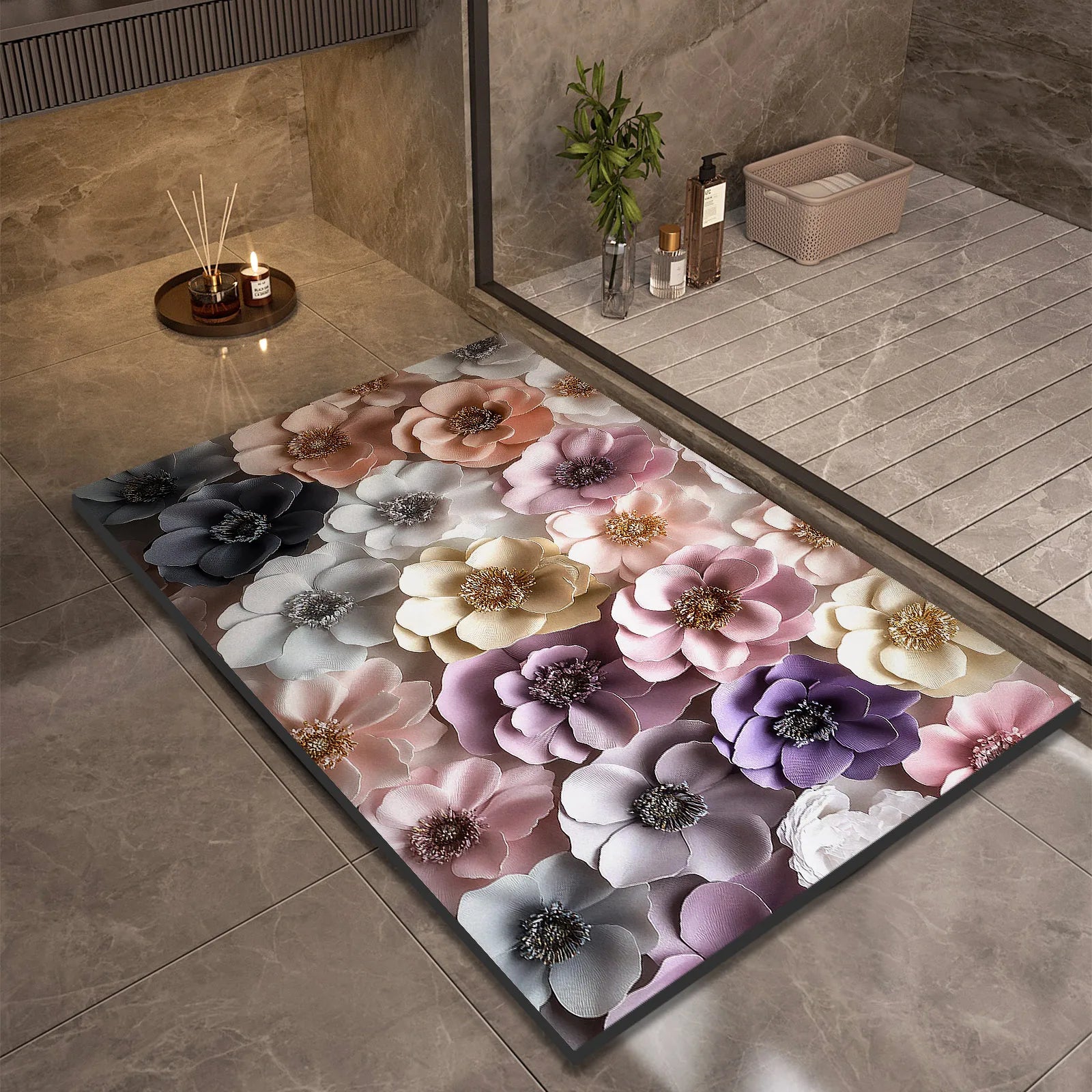 Luxury Bathroom Bath Mat Absorbent Non-slip Shower Foot Mats Quick Dry Toilet Rugs Carpet Doormat Washable