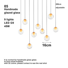 Modern LED home interior lighting ceiling chandelier, coloured glass lustre, dimmable, suitable for living room and staircase