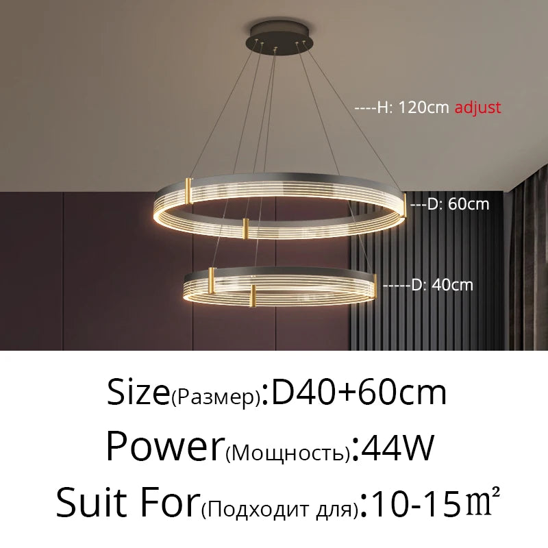 Modern New Acrylic Shade Circle Chandelier Lustre Pendant Lights Indoor Lighting Decor For restaurant Bedroom Living Room Lamps