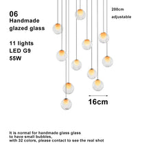 Modern LED home interior lighting ceiling chandelier, coloured glass lustre, dimmable, suitable for living room and staircase