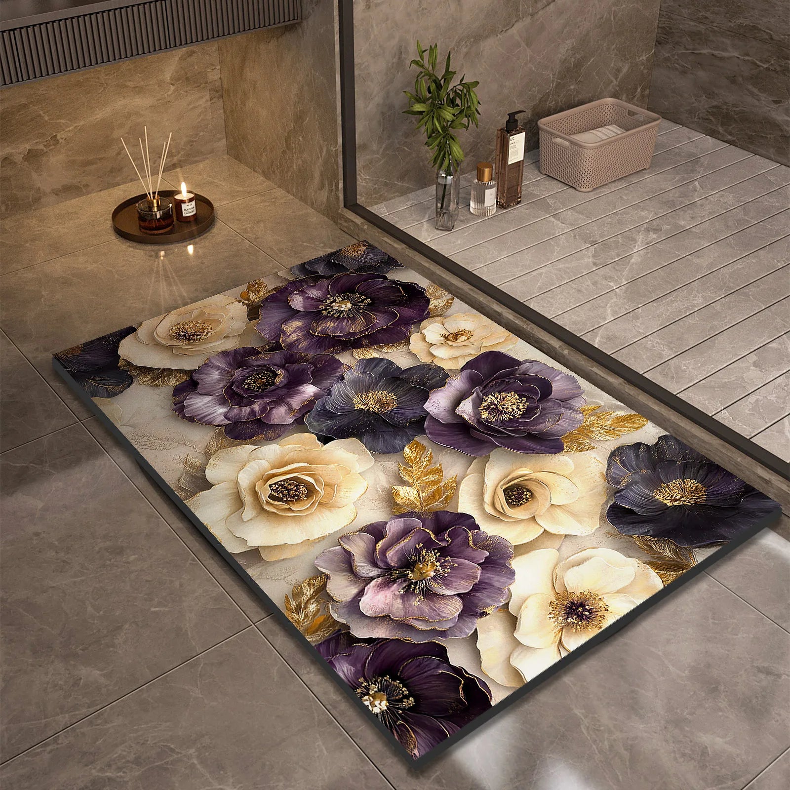 Luxury Bathroom Bath Mat Absorbent Non-slip Shower Foot Mats Quick Dry Toilet Rugs Carpet Doormat Washable