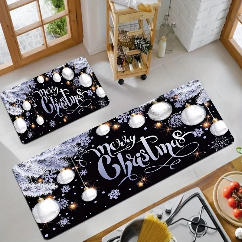 Christmas Ball Snowflake Kitchen Floor Mat Home Decor Hallway Balcony Non-slip Rugs Carpet for Living Room Christmas Decorations