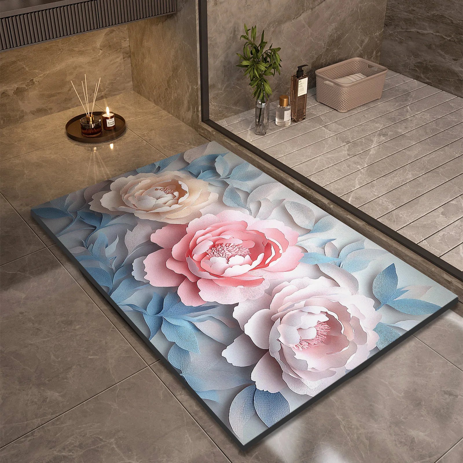 Luxury Bathroom Bath Mat Absorbent Non-slip Shower Foot Mats Quick Dry Toilet Rugs Carpet Doormat Washable