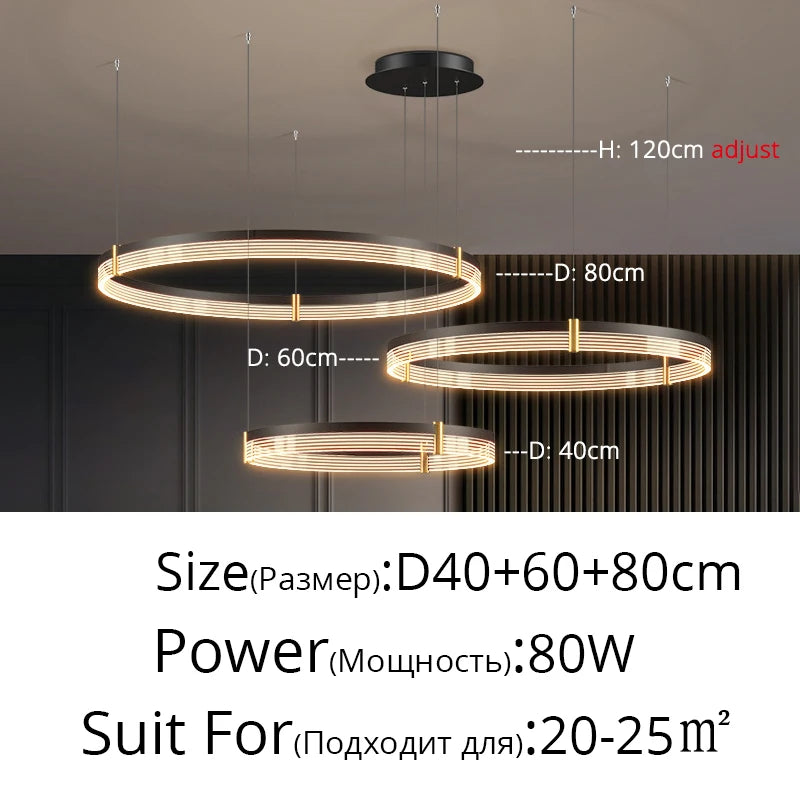 Modern New Acrylic Shade Circle Chandelier Lustre Pendant Lights Indoor Lighting Decor For restaurant Bedroom Living Room Lamps