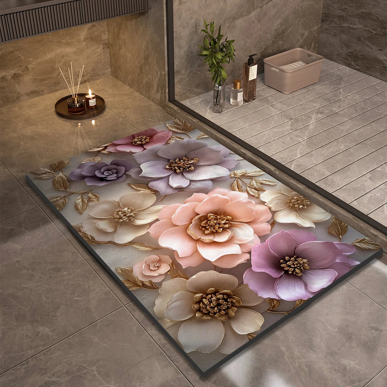 Luxury Bathroom Bath Mat Absorbent Non-slip Shower Foot Mats Quick Dry Toilet Rugs Carpet Doormat Washable