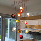 Modern LED home interior lighting ceiling chandelier, coloured glass lustre, dimmable, suitable for living room and staircase