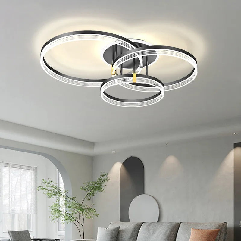 Modern New Acrylic Shade Circle Chandelier Lustre Pendant Lights Indoor Lighting Decor For restaurant Bedroom Living Room Lamps