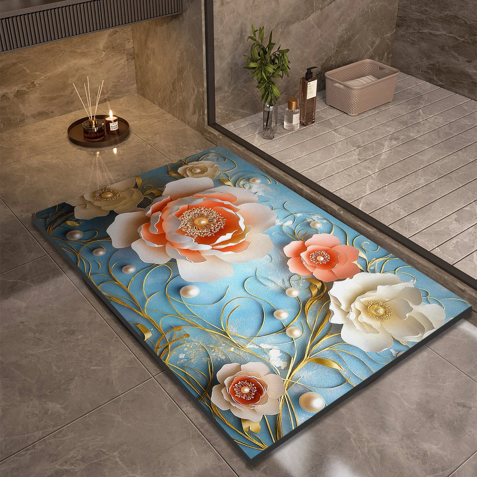 Luxury Bathroom Bath Mat Absorbent Non-slip Shower Foot Mats Quick Dry Toilet Rugs Carpet Doormat Washable