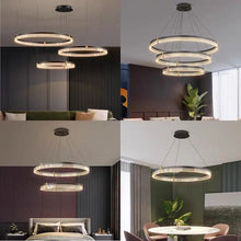 Modern New Acrylic Shade Circle Chandelier Lustre Pendant Lights Indoor Lighting Decor For restaurant Bedroom Living Room Lamps